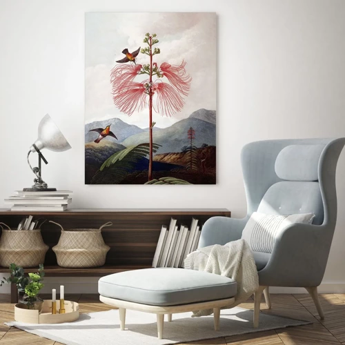 Obraz na skle Arttor 50x70 cm - V tropickom raji - Kvetina, Exotické, Vintage, Hnedá, Červená, Zvislý, Sklo, GPA50x70-6058