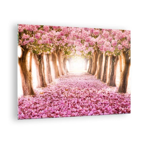 Obraz na skle Arttor 70x50 cm - Cesta do raja - Krajina, Kvety, Strom, Alej Stromov, Príroda, Do obývacej izby, Do spálne, Ružová, Hnedá, Vodorovné, Sklo, GAA70x50-2794