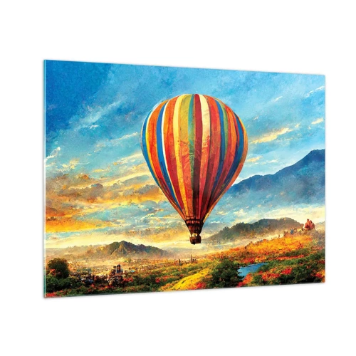Obraz na skle Arttor 70x50 cm - V tichu je toho vidieť viac - Balón, Krajina, Príroda, Červená, Modrá, Vodorovný, Sklo, GAA70x50-5624