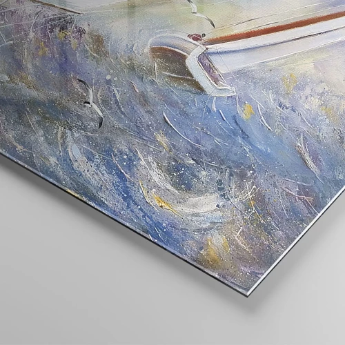 Obraz na skle - Bežiace cez vlny - 120x50 cm