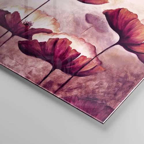 Obraz na skle - Červený a biely plátok - 50x50 cm