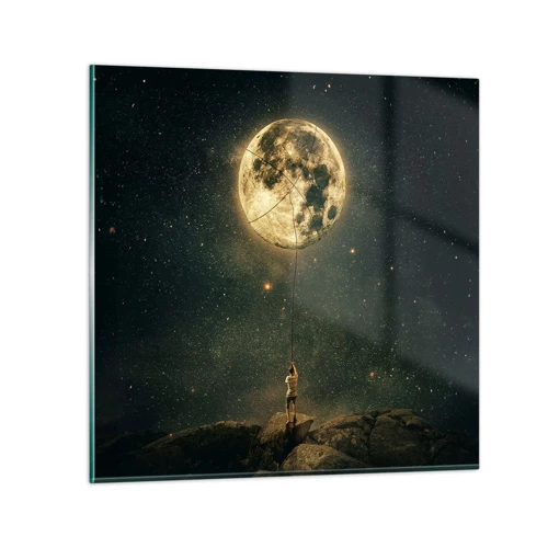 Obraz na skle - Chlap, ktorý ukradol mesiac - 30x30 cm