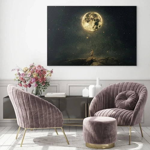 Obraz na skle - Chlap, ktorý ukradol mesiac - 70x50 cm