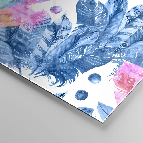 Obraz na skle - Chocholy v ružovej a blankytnej - 40x40 cm