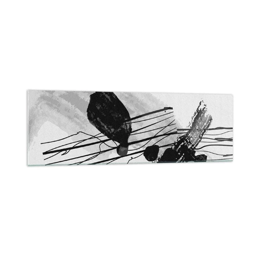 Obraz na skle - Čiernobiela organická abstrakcia - 160x50 cm