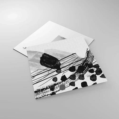 Obraz na skle - Čiernobiela organická abstrakcia - 40x40 cm