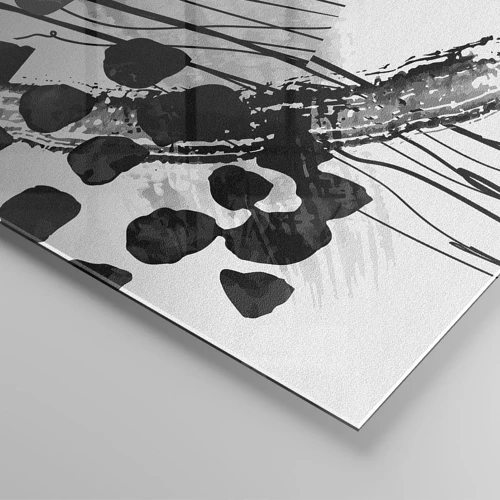 Obraz na skle - Čiernobiela organická abstrakcia - 80x120 cm