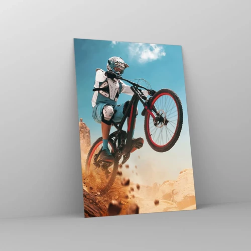Obraz na skle - Cyklistický démon šialenstva - 70x100 cm