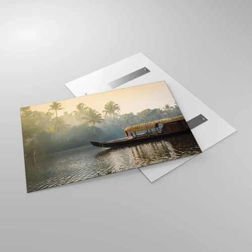 Obraz na skle - Dom na rieke - 120x80 cm