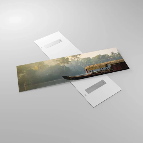 Obraz na skle - Dom na rieke - 160x50 cm