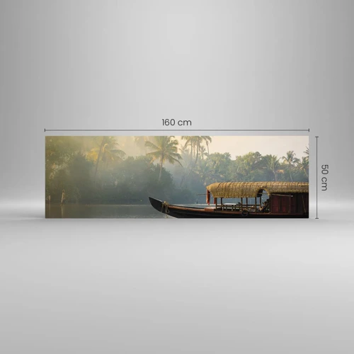 Obraz na skle - Dom na rieke - 160x50 cm