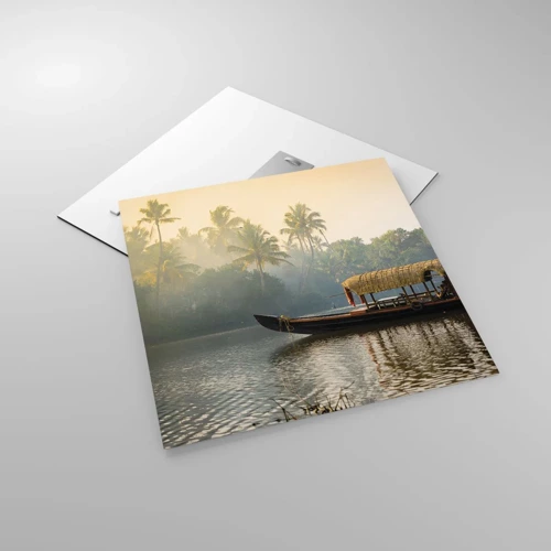 Obraz na skle - Dom na rieke - 50x50 cm