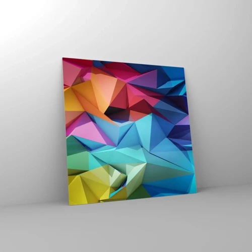 Obraz na skle - Dúhové origami - 40x40 cm