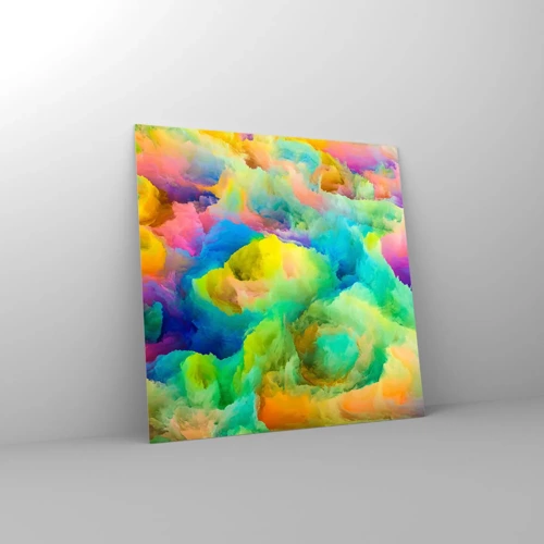 Obraz na skle - Dúhové páperie - 70x70 cm
