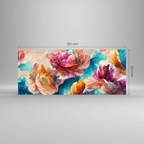 Obraz na skle - Farebné bohatstvo kytice - 120x50 cm