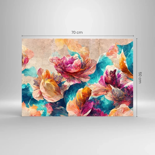 Obraz na skle - Farebné bohatstvo kytice - 70x50 cm