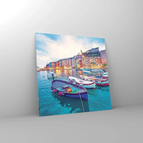 Obraz na skle - Farebný večer v prístave - 40x40 cm