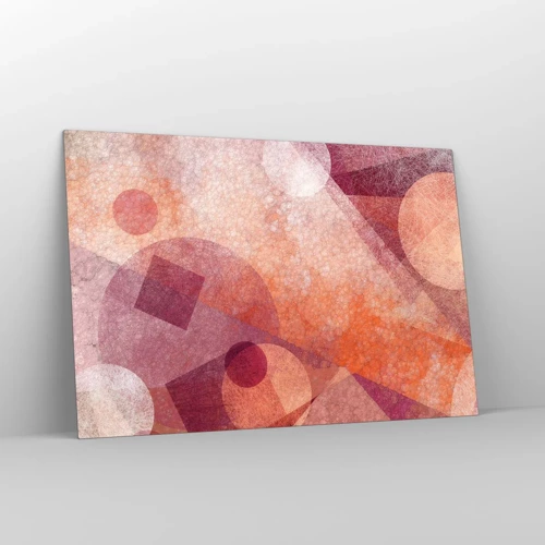 Obraz na skle - Geometrické premeny na ružové - 120x80 cm