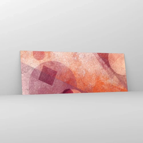 Obraz na skle - Geometrické premeny na ružové - 140x50 cm