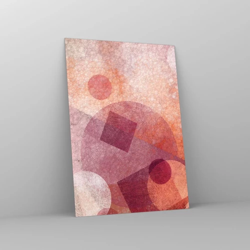 Obraz na skle - Geometrické premeny na ružové - 50x70 cm