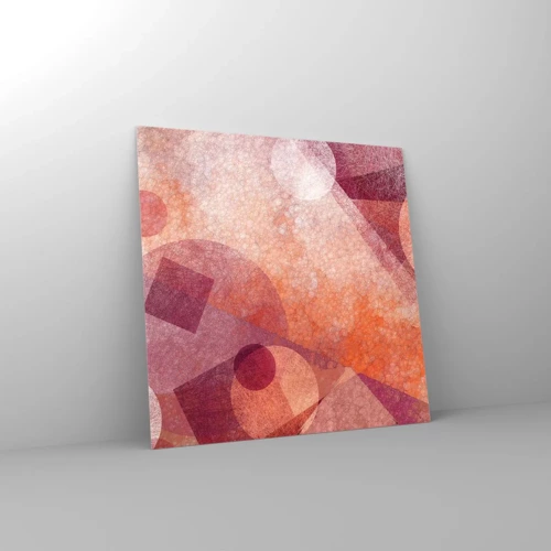 Obraz na skle - Geometrické premeny na ružové - 70x70 cm