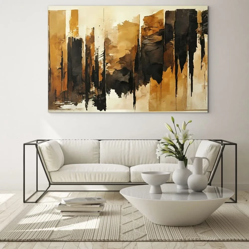 Obraz na skle - Harmónia čiernej a zlatej - 70x50 cm