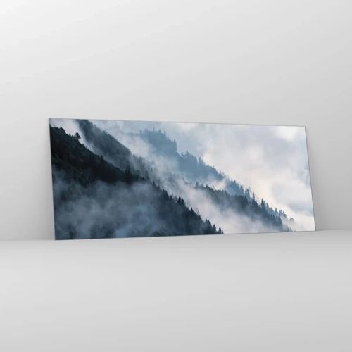 Obraz na skle - Horská mystika - 100x40 cm