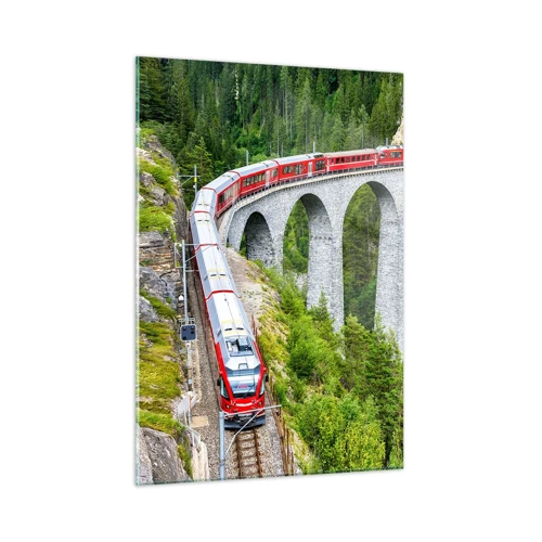 Obraz na skle - Horský výhľad priamo z vlaku - 50x70 cm