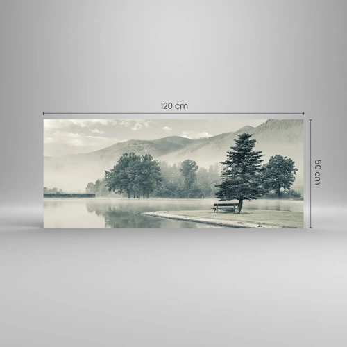 Obraz na skle - Jazero ešte spí - 120x50 cm