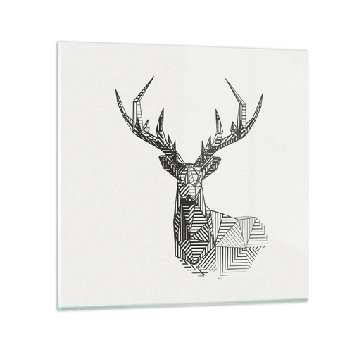 Obraz na skle - Jeleň v kubistickom štýle - 30x30 cm