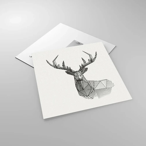 Obraz na skle - Jeleň v kubistickom štýle - 50x50 cm