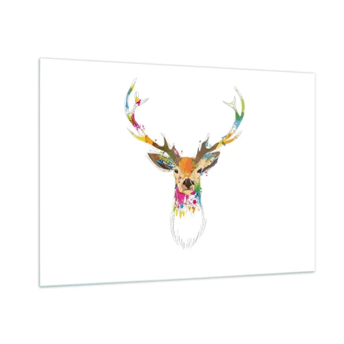 Obraz na skle - Jemné jelenča vykúpané vo farbe - 100x70 cm
