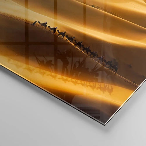 Obraz na skle - Karavána na vlnách púšte - 100x70 cm