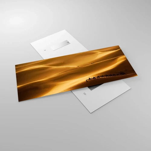 Obraz na skle - Karavána na vlnách púšte - 120x50 cm