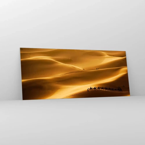 Obraz na skle - Karavána na vlnách púšte - 120x50 cm