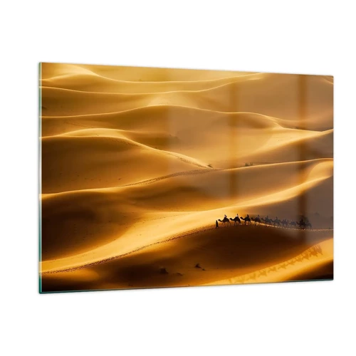 Obraz na skle - Karavána na vlnách púšte - 120x80 cm