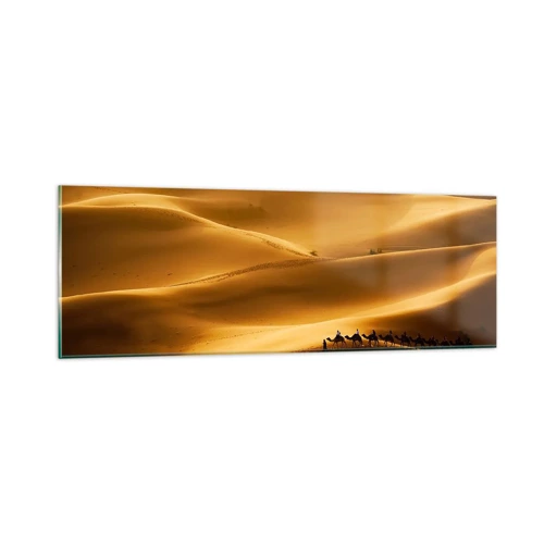 Obraz na skle - Karavána na vlnách púšte - 90x30 cm