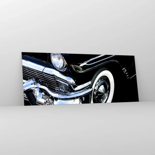 Obraz na skle - Klasika v striebornej, čiernej a bielej - 100x40 cm