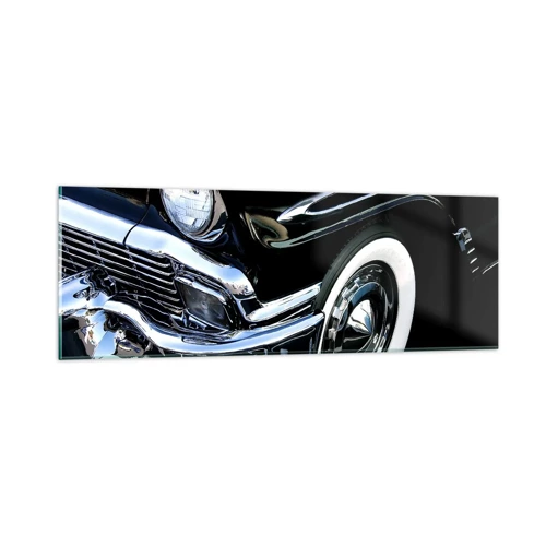 Obraz na skle - Klasika v striebornej, čiernej a bielej - 90x30 cm