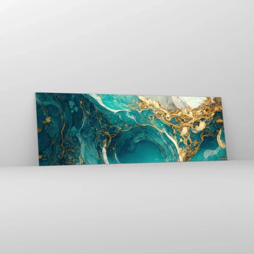 Obraz na skle - Kompozícia so zlatými žilami - 90x30 cm