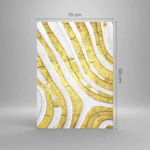 Obraz na skle - Kompozícia v bielej a zlatej - 70x100 cm