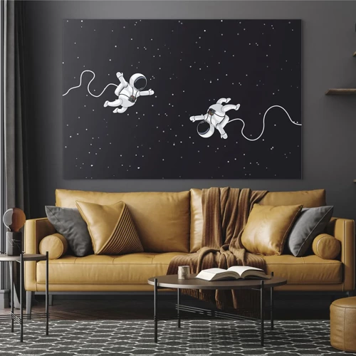 Obraz na skle - Kozmický tanec - 70x50 cm