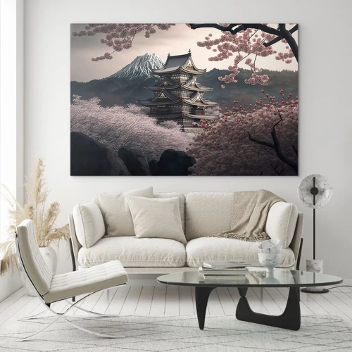 Obraz na skle - Krajina kvitnúcich čerešní - 70x50 cm