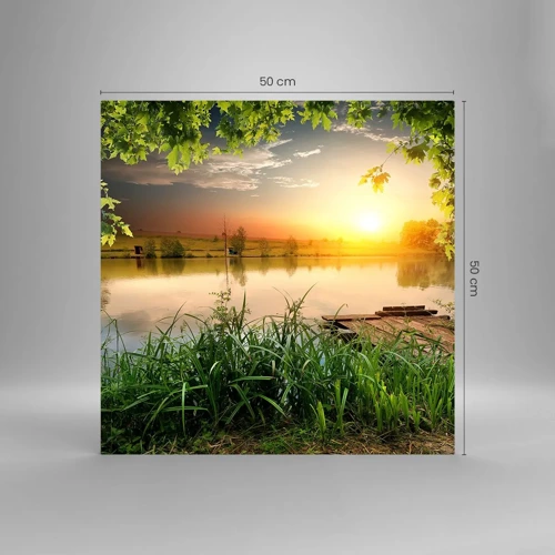 Obraz na skle - Krajina v zelenom ráme - 50x50 cm