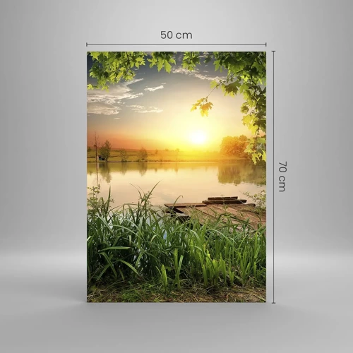 Obraz na skle - Krajina v zelenom ráme - 50x70 cm