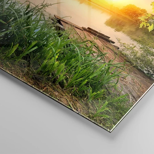 Obraz na skle - Krajina v zelenom ráme - 60x60 cm