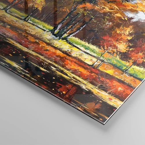 Obraz na skle - Krajinka v zlatej a hnedej - 70x50 cm