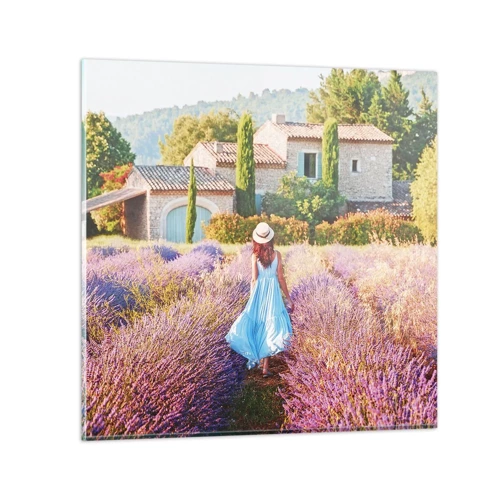 Obraz na skle - Levanduľové dievča - 60x60 cm