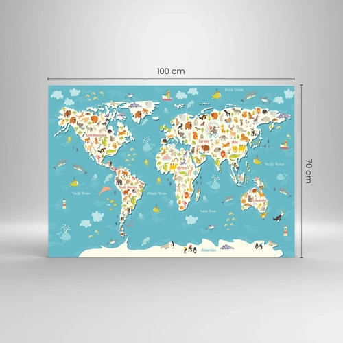 Obraz na skle - Milujeme celý svet - 100x70 cm