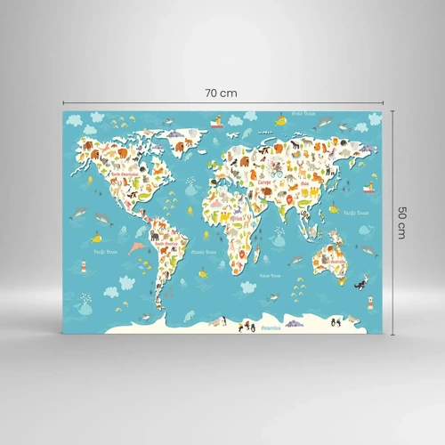 Obraz na skle - Milujeme celý svet - 70x50 cm
